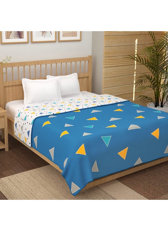Story@Home Story@Home Comforter Double Bed | 100% Cotton Blanket Double Bed | 150GSM | 225X 240 cm | AC Comforter Double Bed | Blue & Yellow | Geometric Pattern | Quilt | Duvet | Dohar | Perfect Festive Gifting  - Image 3