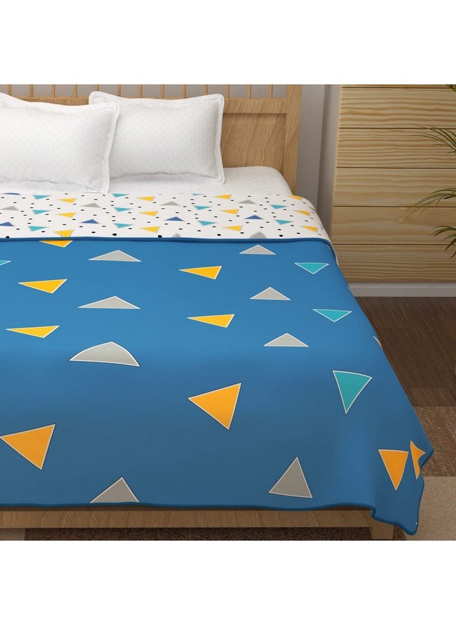 Story@Home Story@Home Comforter Double Bed | 100% Cotton Blanket Double Bed | 150GSM | 225X 240 cm | AC Comforter Double Bed | Blue & Yellow | Geometric Pattern | Quilt | Duvet | Dohar | Perfect Festive Gifting  - Image 4
