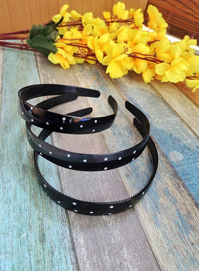 HOMEMATES 12 Pcs Women Fancy Stylish Polka Black Plastic Mix Headband For Girls Women Hair Accessories - Image 2