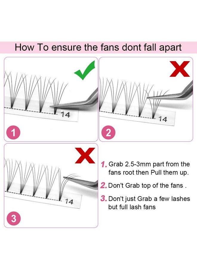 PRO LASHBEAUTY Premade Fans Eyelash Extensions 5D 3D 7D 8D 10D Short Stem Premade Volume Eyelash Extensions 3D 5D 7D Volume Lash Extensions .07 .10 Pre made Lash Fans C D Curl 9-15 MIX(5D-D-0.10,9-15mm)  - Image 5