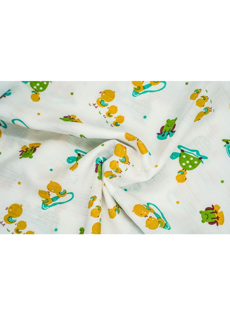 CHOTA SMILE CHOTA SMILE Muslin Baby Swaddle Wrap for New Born Soft and Cozy Baby Wrapper for New Born Perfect Swaddle for New Born Baby Pack of 1 Duck Tortoise  - Image 2