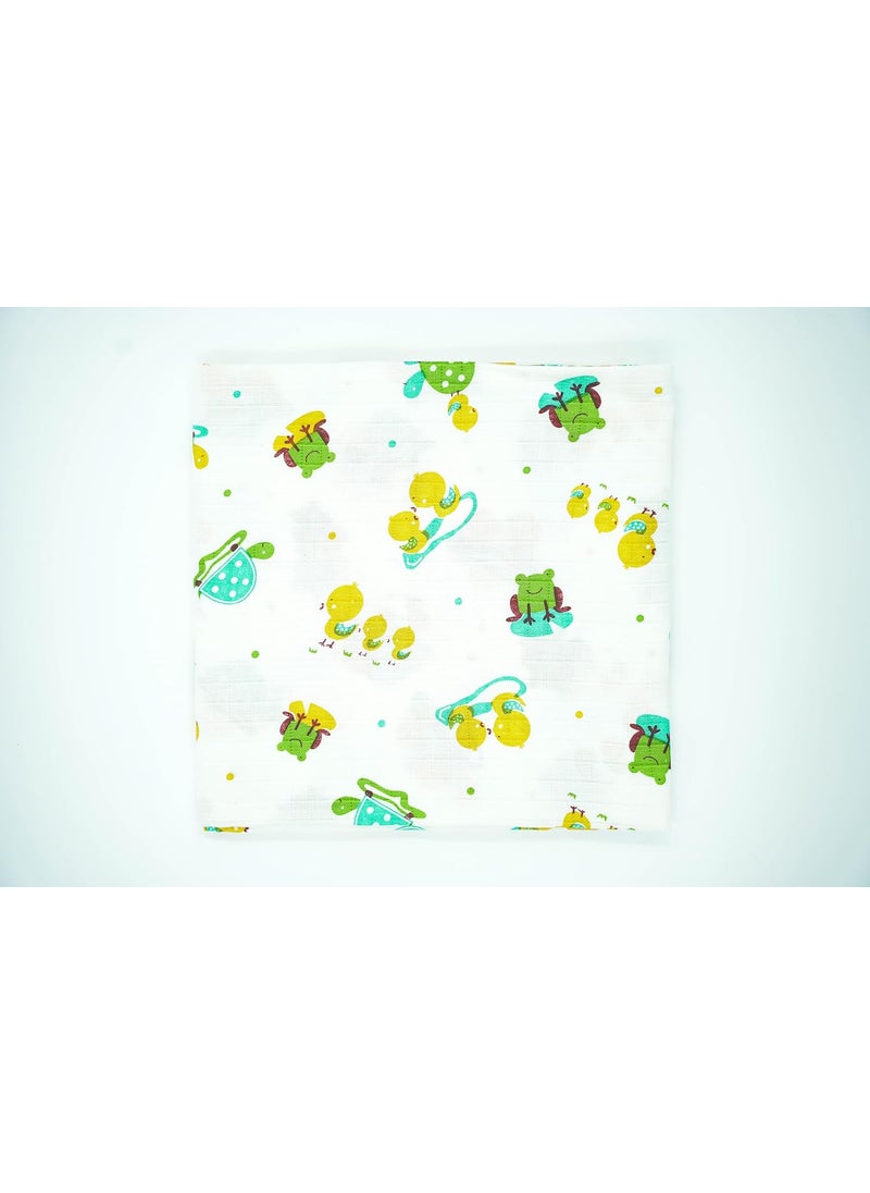 CHOTA SMILE CHOTA SMILE Muslin Baby Swaddle Wrap for New Born Soft and Cozy Baby Wrapper for New Born Perfect Swaddle for New Born Baby Pack of 1 Duck Tortoise  - Image 5