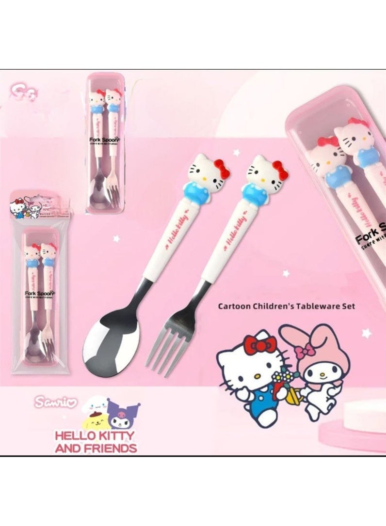 Hello Kitty-themed spoon and fork set for children - Image 3