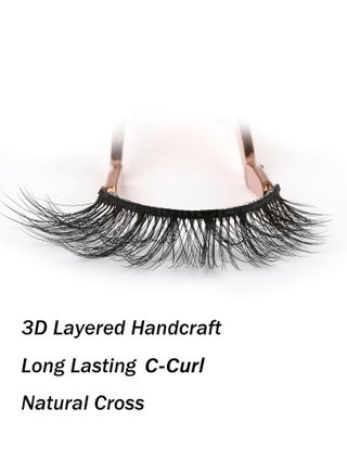 14 Pairs False Eyelashes, 14mm Faux 3D Mink Lashes Natural Look Cat Eye Wispy Lashes Pack, Lash Extension Kit to 14mm. - view 3