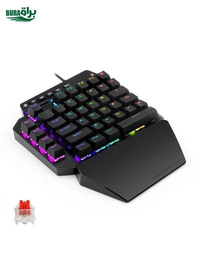 BURAQ K700 44 Keys RGB Luminous Switchable Axis Gaming One-Handed Keyboard, Cable Length: 1m(Red Shaft)  - Image 1