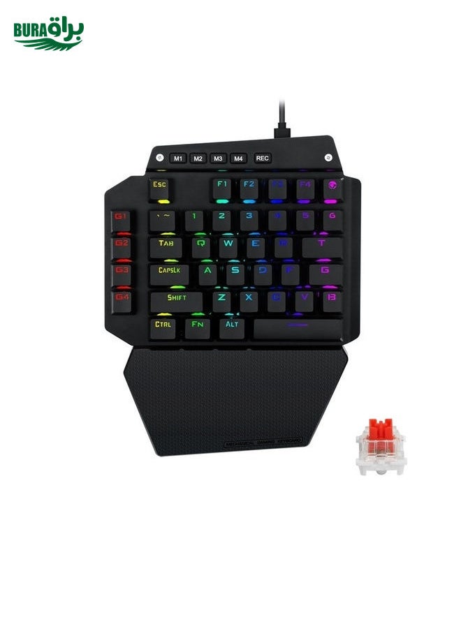 BURAQ K700 44 Keys RGB Luminous Switchable Axis Gaming One-Handed Keyboard, Cable Length: 1m(Red Shaft)  - Image 2