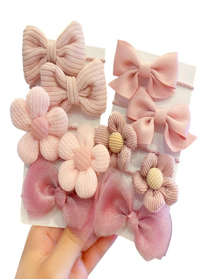 SYGA 10 Pcs Floral & Lace Bow Hair Tie Rope Set for Girls & Women - Sweet Princess Style Hair Accessories (Pink) - Image 1