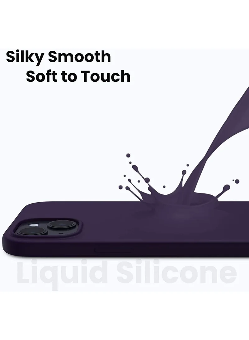 MG Maxguard Compatible for iPhone 14, Shockproof Slim Back Cover Liquid Silicone Case (Deep Purple)