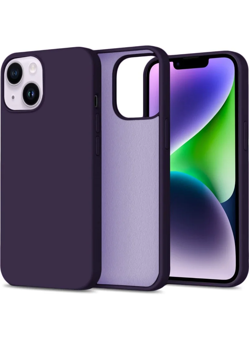 MG Maxguard Compatible for iPhone 14, Shockproof Slim Back Cover Liquid Silicone Case (Deep Purple)