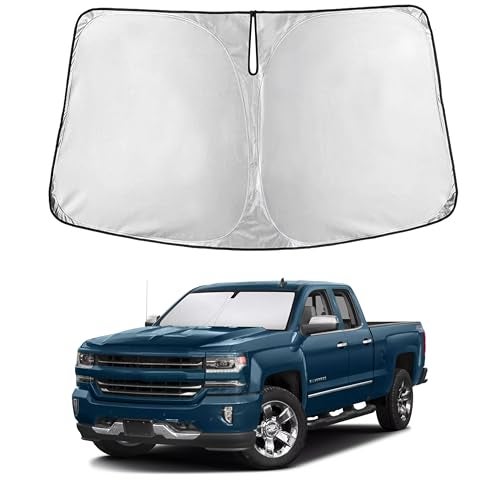 EcoNour Windshield Sunshade Compatible for Chevrolet SilveradoGMC Sierra 1500 2000 3500 20142019 Sun Visor for Front Windshield Window Sun Shade Cover UV Heat Blocker ProtectorCar Accessories - Image 1