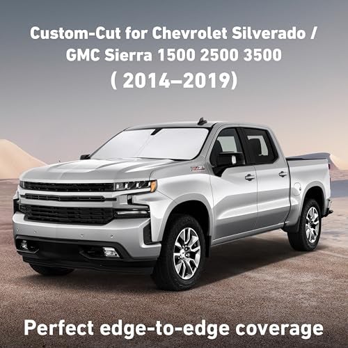 EcoNour Windshield Sunshade Compatible for Chevrolet SilveradoGMC Sierra 1500 2000 3500 20142019 Sun Visor for Front Windshield Window Sun Shade Cover UV Heat Blocker ProtectorCar Accessories - Image 3