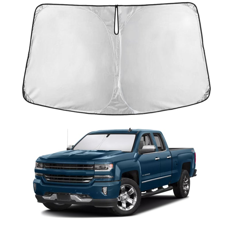 EcoNour Windshield Sunshade Compatible for Chevrolet SilveradoGMC Sierra 1500 2000 3500 20142019 Sun Visor for Front Windshield Window Sun Shade Cover UV Heat Blocker ProtectorCar Accessories - Image 2