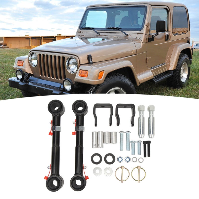 Front Swaybar Quick Disconnect System - Adjustable 2.5in To 6in Lift Stainless Steel Swaybar Link Suspension Assembly for Wrangler TJ JKS 1997 To 2006 Off Road Vehicle Stability Enhancement - Image 2