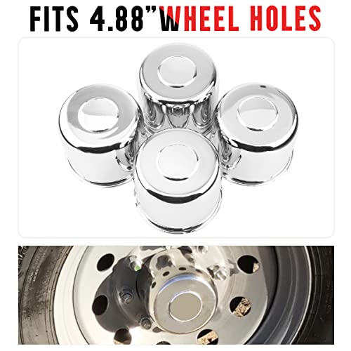 RTRHINOTUNING 4PCS 4.88inch Push Through Wheel Center Caps Chrome Silver for Truck Wheels Rim Trailer - Image 5