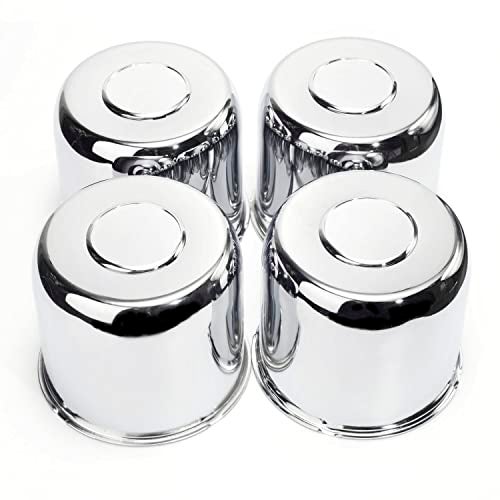 RTRHINOTUNING 4PCS 4.88inch Push Through Wheel Center Caps Chrome Silver for Truck Wheels Rim Trailer - Image 1