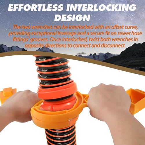 TonGass (2-Pack, Orange Universal Fit RV Sewer Hose Wrench with Gaskets(2 Bayonet+2 Elbow), Multi-Tool Fit Most 3-Inch & 4-Inch Male/Female RV Sewer Cap, Connect and Disconnect Hose Fitting - Image 5