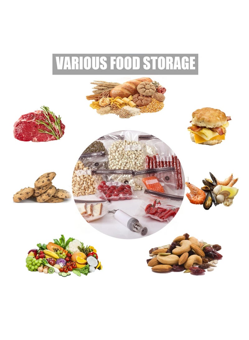 Food Vacuum Compression Bags Airtight Suction Bags Reusable Ziploc Bags with 3 Sizes Vacuum Food Bags 1 Hand Pump 5 Sealing Clips for Food Storage Sous-Vide(21Pieces)  - Image 4
