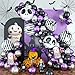 HIPIHOM Skull Halloween Birthday Party Decorations 85 Pcs Halloween Balloon Garland Arch Kit with Bat jack skellington balloons for Baby Shower Decorations Day of the Dead Purple - Image 2