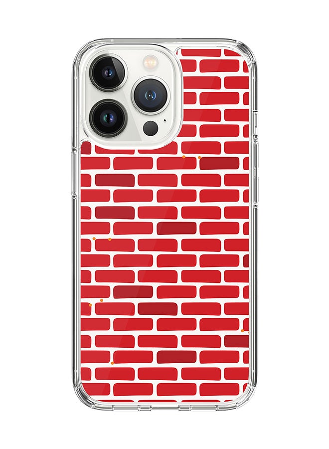 Classic Clear for Apple iPhone 14 Pro Case Hybrid Soft Cover Flexible Edges Anti Drop TPU PC Gel Thin Transparent Cover - Red bricks wall Full Print