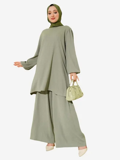 BIG DART BDART Textured Long Sleeve Tunic and Wide Leg Pants Set