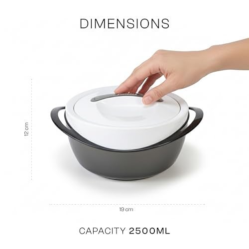 Pinnacle Panache Premium Casserole with Stainless Steel Interior | Insulated Hot Pot Keeps Food Hot & Cold for Hours | Hot Box for Kitchen | Gift Casseroles with Lid (Graphite, 2500 ML) - Image 2