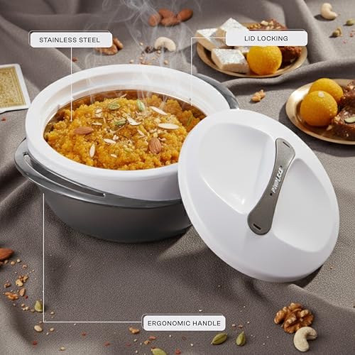 Pinnacle Panache Premium Casserole with Stainless Steel Interior | Insulated Hot Pot Keeps Food Hot & Cold for Hours | Hot Box for Kitchen | Gift Casseroles with Lid (Graphite, 2500 ML) - Image 3