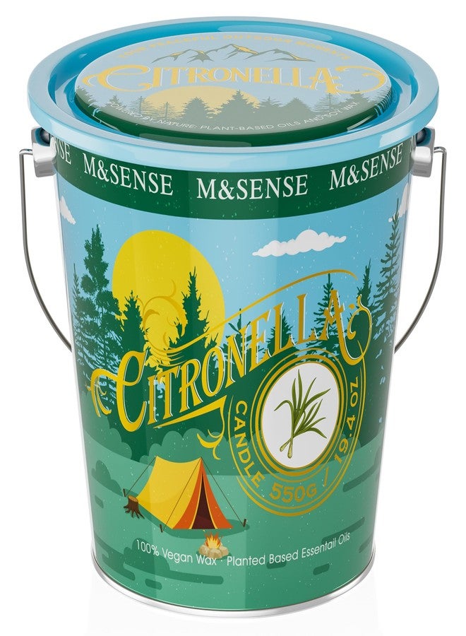 M&SENSE Citronella Candles Outdoor, 120 Hours Burn Natural Citronella Oil Soy Candle for Patio Camping, 19.4oz Large Long Lasting Lemongrass Summer Candles for Indoor Home Scented - Image 1