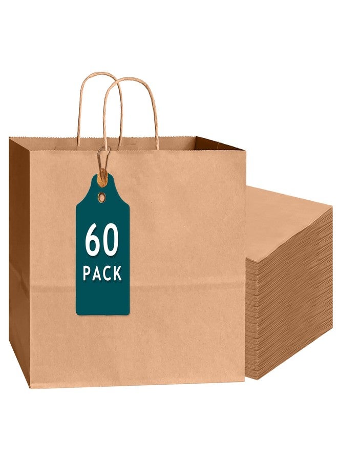 Bakepacker 60-Packwide large size paper bags with Handles Bulk 12.6"x4.3"x10" Brown Party Kraft Shopping Bags - Image 1