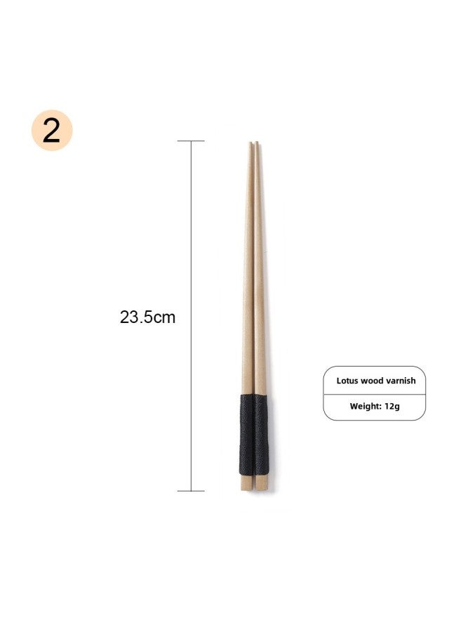 Household Phoebe Solid Wood Winding Chopsticks Hotel Restaurant Chinese Chopsticks Lotus Portable Chopsticks Wooden Tableware Wholesale-Color:No. 2 Lotus Wood 23.5cm - Image 1