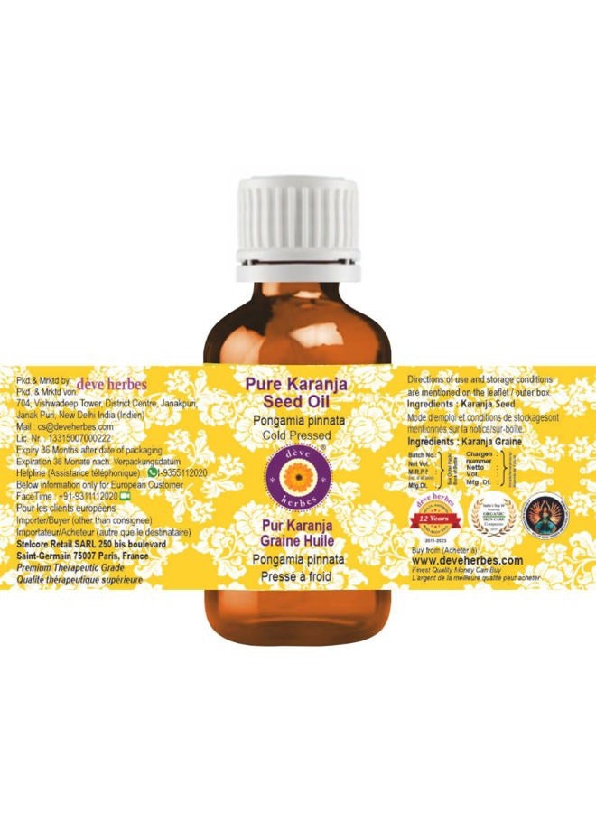Deve Herbes Pure Karanja Seed Oil (Pongamia pinnata) Cold Pressed 100ml (3.38 oz) - Image 2