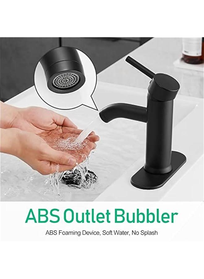 TRASSLE Black Bathroom Sink Faucet Single Hole matte black bathroom faucet Vanity Basin Mixer Tap with Deck Mount - Image 3