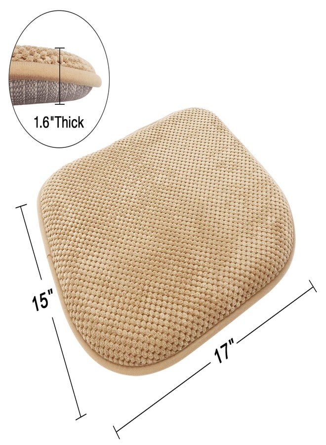 PAGGED Khaki Kitchen Chairs Cushions Set of 2 Non Slip Foam Patio Seat Cushions Washable Soft Thick Pads Large Wooden Metal Dining Chair Cushions,17" x 15" - Image 2