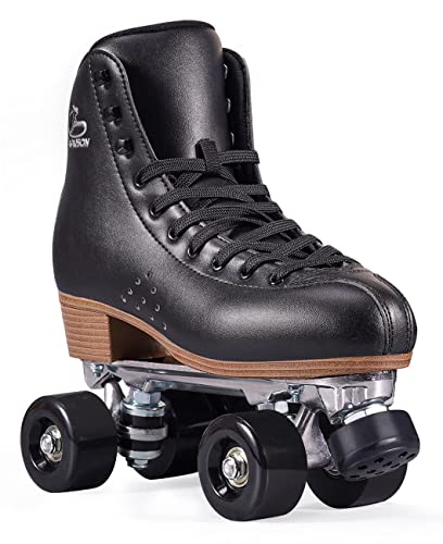 PAPAISON Roller Skates for Women and Girls, Deluxe 2 Layer Microfiber Leather Double Row-Classic Roller Skates for Men, Professional Outdoor Indoor Quad-Skates for Kids & Adults - Image 1