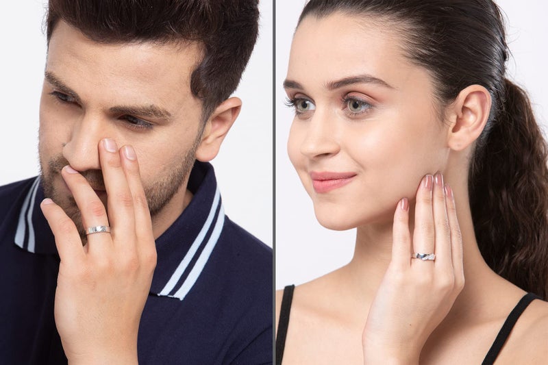CLARA Pure 925 Sterling Silver Monte Adjustable Couple Band, Promise Rings for Lovers | Gift for Men and Women - Image 3