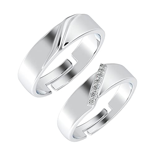CLARA Pure 925 Sterling Silver Monte Adjustable Couple Band, Promise Rings for Lovers | Gift for Men and Women - Image 1