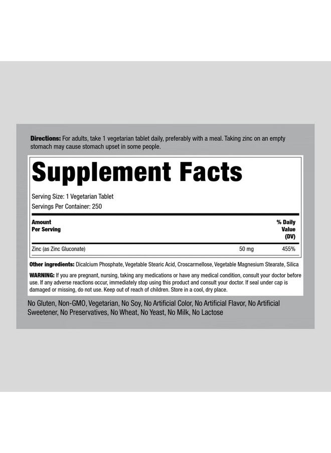 Piping Rock Chelated Zinc Supplement 50 Mg ; 250 Tablets ; Gluconate ; Vegetarian Non Gmo Gluten Free ; By Piping Rock  - Image 3