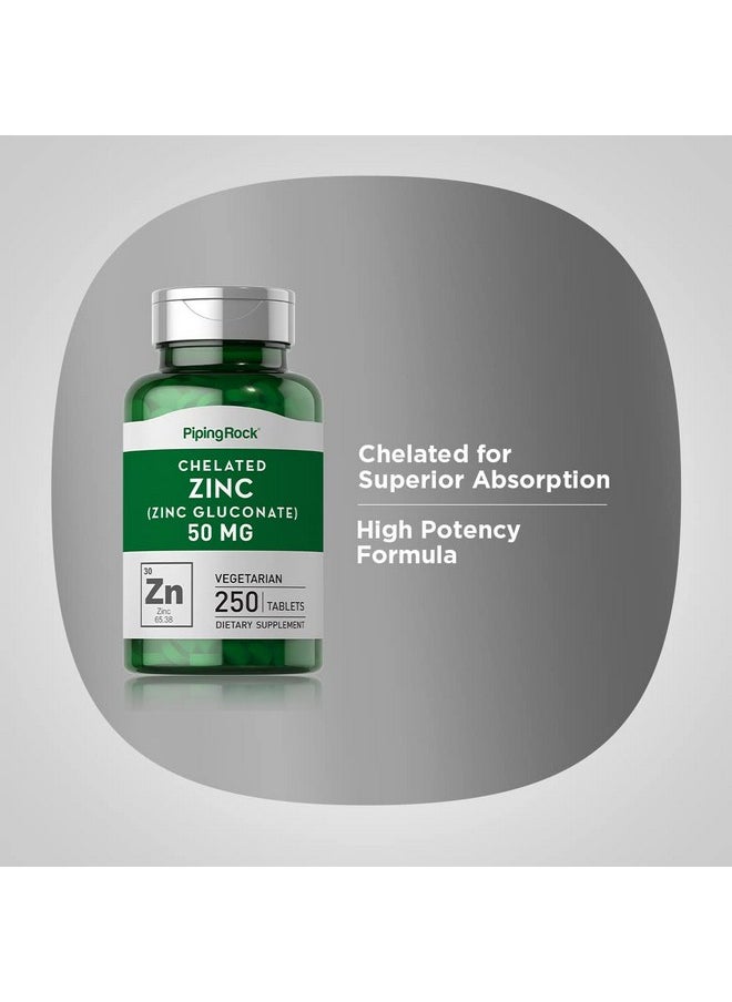 Piping Rock Chelated Zinc Supplement 50 Mg ; 250 Tablets ; Gluconate ; Vegetarian Non Gmo Gluten Free ; By Piping Rock  - Image 5