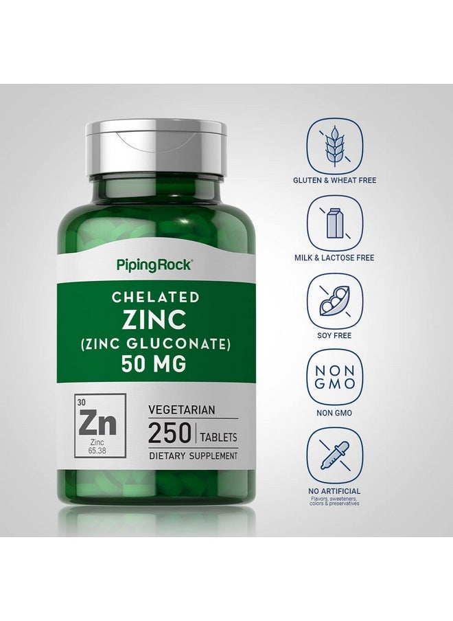 Piping Rock Chelated Zinc Supplement 50 Mg ; 250 Tablets ; Gluconate ; Vegetarian Non Gmo Gluten Free ; By Piping Rock  - Image 4