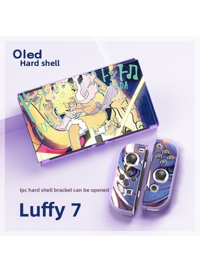 Switch Oled One Piece Hard Shell Painted Pattern Protective Shell Split Hard Shell Nintendo PC Hard Shell-Model:oled Luffy 1 Purple Soft Handle - Image 1