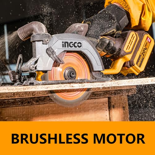 INGCO 20V Cordless Circular Saw (Body Only) 140mm, Brushless Motor, 6300RPM Max. Cutting Depth 50mm (90°) Electric Circular Saw, 20mm Arbor CSLI1402 - Image 2