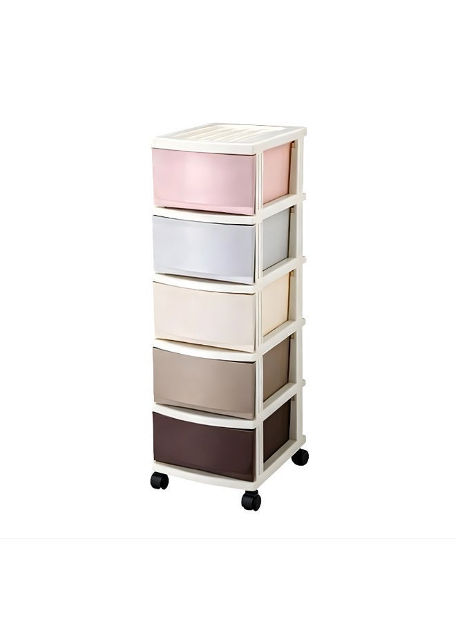 Marcolo خزانة أدراج بلاستيكية متعددة الألوان بطبقات 5 – منظم متعدد الاستخدامات مع 5 أدراج قابلة للسحب واسعة – وحدة تخزين بلاستيكية متينة للملابس والألعاب وغرفة الأطفال والمنزل - Image 2