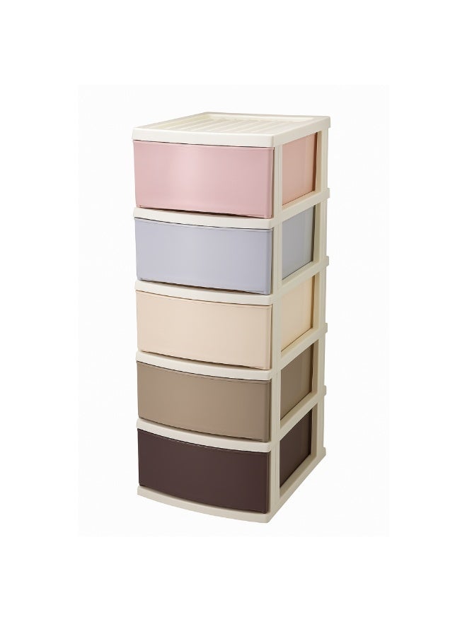 Marcolo خزانة أدراج بلاستيكية متعددة الألوان بطبقات 5 – منظم متعدد الاستخدامات مع 5 أدراج قابلة للسحب واسعة – وحدة تخزين بلاستيكية متينة للملابس والألعاب وغرفة الأطفال والمنزل - Image 4