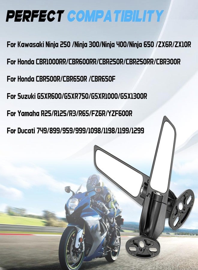 VORIPO Motorcycle Rear View Mirrors 360° Rotating Stealth Mirrors for Kawasaki Ninja 400 300 650 Zx6RR Honda CBR250R CBR600RR CBR300R CBR500R Suzuki GSXR600 750 Yamaha R125 R6S YZF600R Ducati - Image 2
