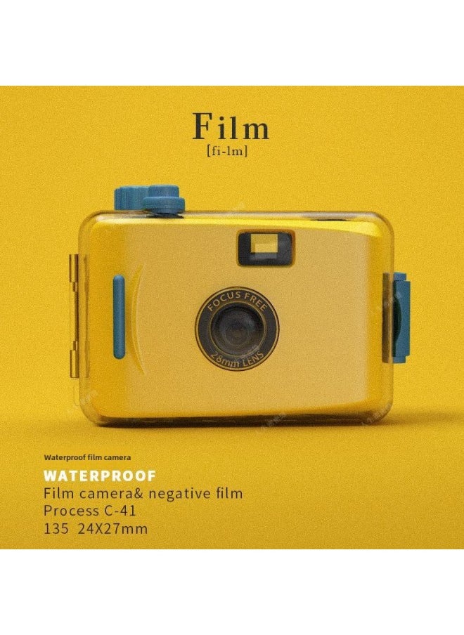 Generic Retro Fool Film Camera Non-Pole Film Machine Fool Machine Campus Camera Student Birthday Gift Female-Body Color:Package 4-yellow Blue Shell Camera  - Image 1