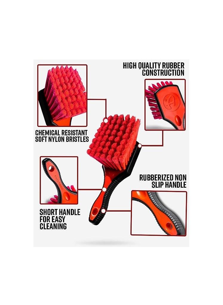 Adam's Polishes Adam's Wheel Brush – Car Detailing Brush for Wheel Cleaner & Rim Cleaner Detailing Supplies | Soft Bristles & Rubberized Short Handle Brush Kit for Brake Dust Car Wash Care.  - Image 2