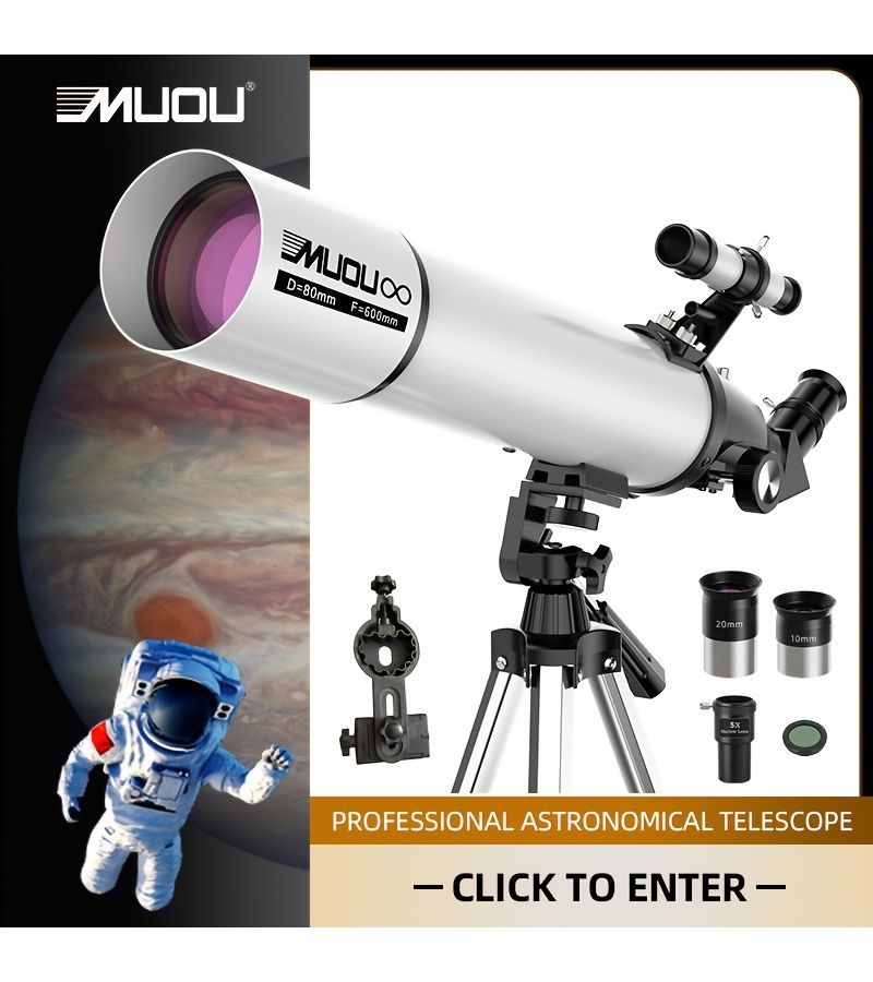 Telescope 80mm Aperture 600mm Focal Length Astronomical Refracting Telescope Fully Multi Coated High Transmission Coatings AZ Mount With Mobile Phone Holder Carrying Bag For Viewing The Moon Birds Planets White - Image 1