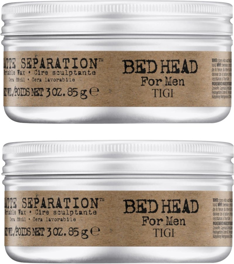 TIGI شمع فاصل غير لامع للرجال من Bed Head TIGI  للاستخدام مع تثبيت قوي  لتسريحات الشعر للرجال  استخدم على شعر رطب أو جاف  شمع شعر قوي Premium  3 أونصات  عبوتين - Image 1