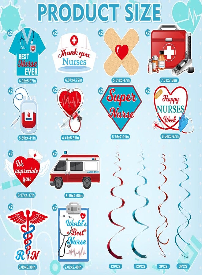 COCHIE Nurses Week Decorations 2026 Nurse Week Appreciation Gifts Thank You Nurses Banner Nurses Party Hanging Swirls Decorations Thank You Nurse Appreciation Gifts Bulk for Nursing Graduation Party Supplies - Image 2