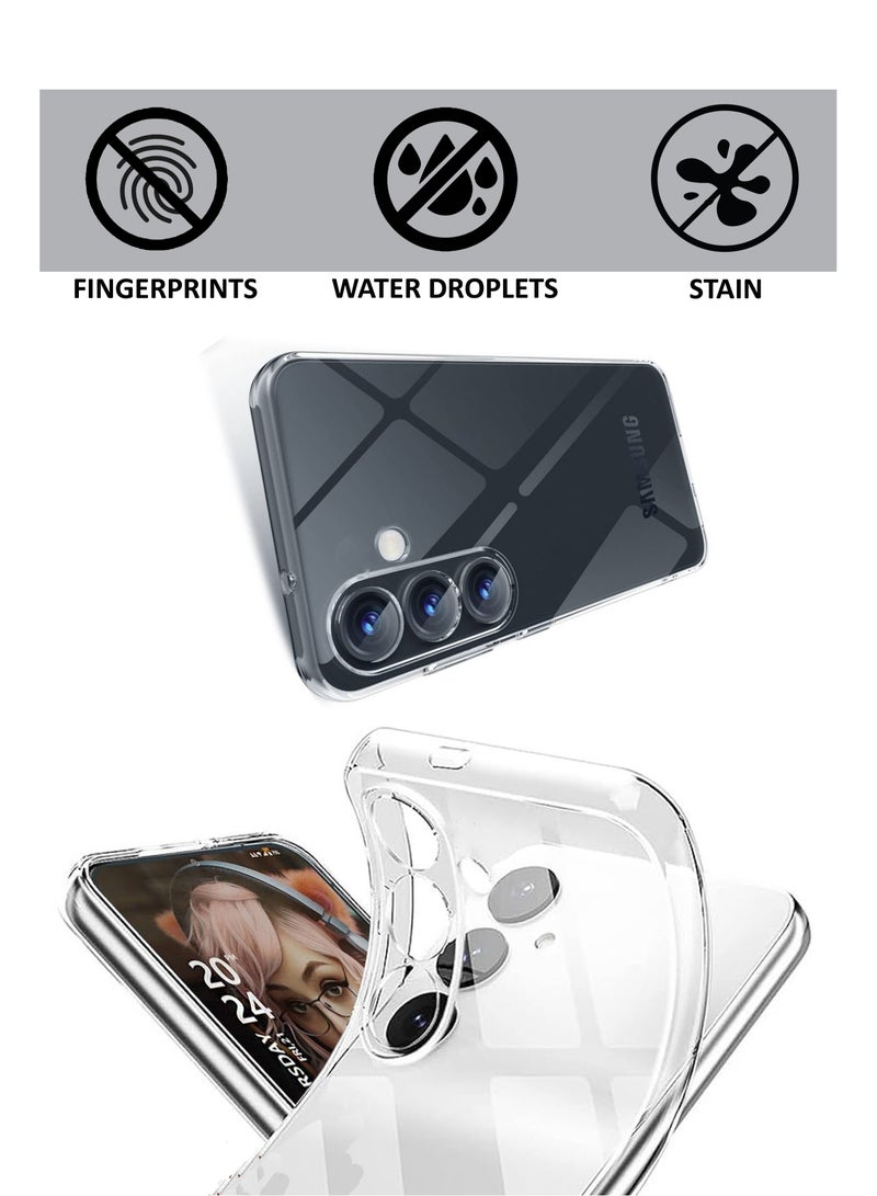 غطاء حماية خلفي من السيليكون الشفاف المرن الناعم لهاتف سامسونج جالكسي S24 - شفاف - Image 4