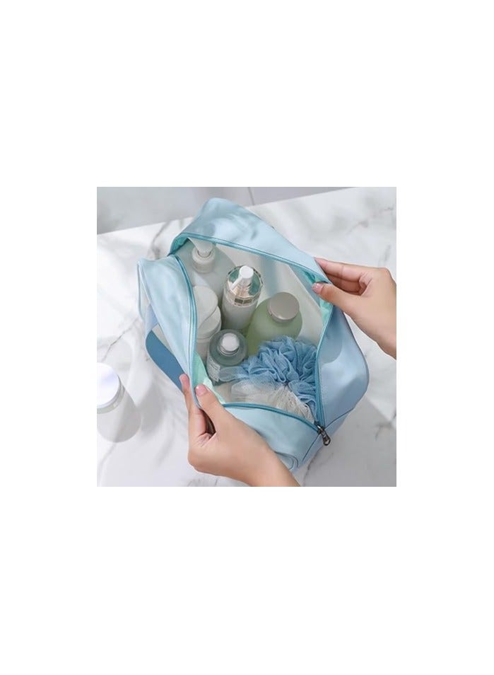 3-Piece Makeup Bag Set – Cosmetic Organizer for Travel & Daily Use (Light Blue) - Image 1